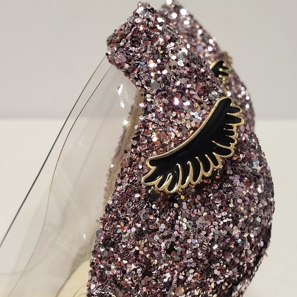 TOO FACED Better Than Sex Pink Glitter Heels Made in Italy Size 36 - Picture 8 of 16